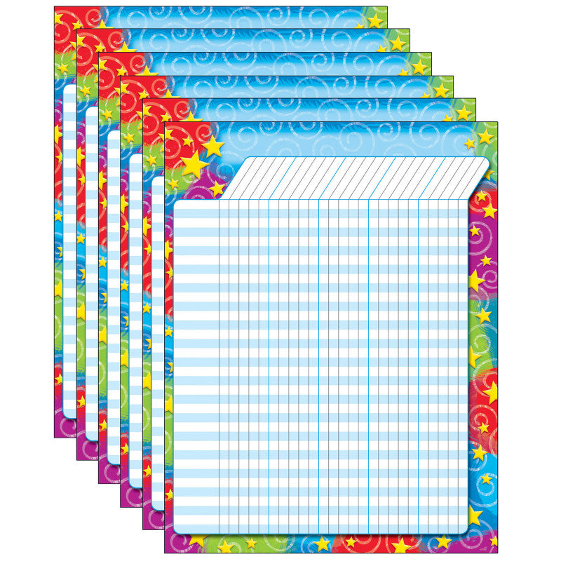TREND - Stars 'n Swirls Incentive Chart, 17" x 22", Pack of 6