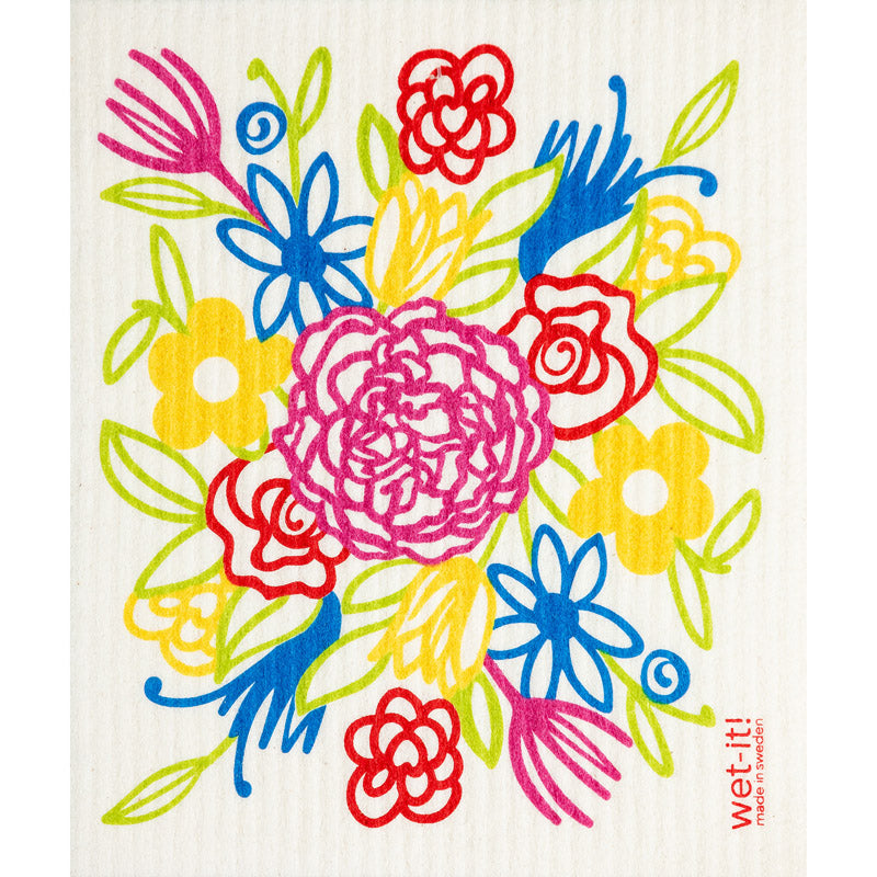 WET-IT! - Wet-It! Multicolored Cotton Flower Bouquet Dish Cloth 1 pk