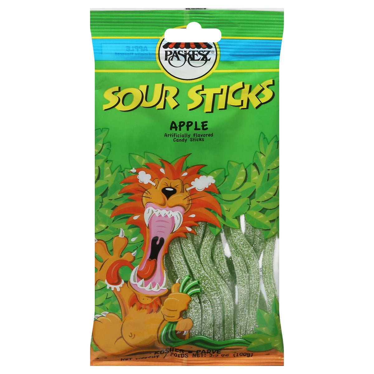 Paskesz Apple Sour Sticks 3.5 oz - Case of 24