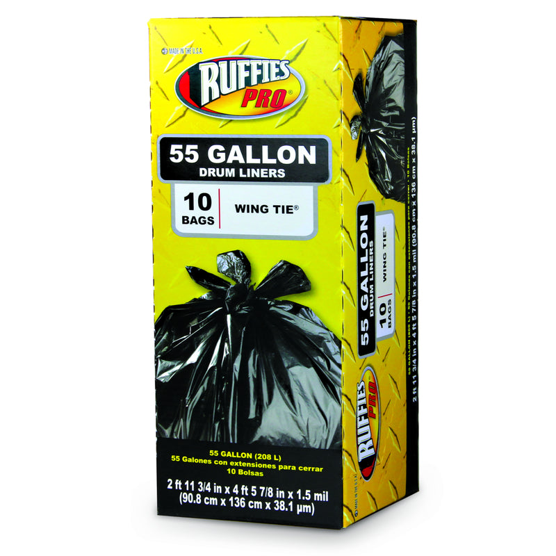 RUFFIES - Ruffies 55 gal Drum Liners Wing Ties 10 pk 1.5 mil