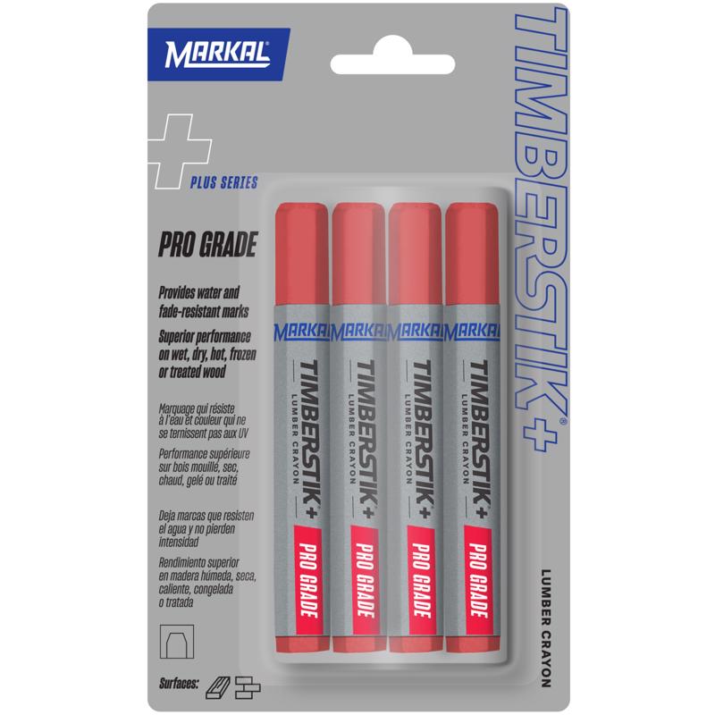 MARKAL - Markal Timberstik Plus 8 in. L Lumber Crayon Red 4 pc - Case of 6