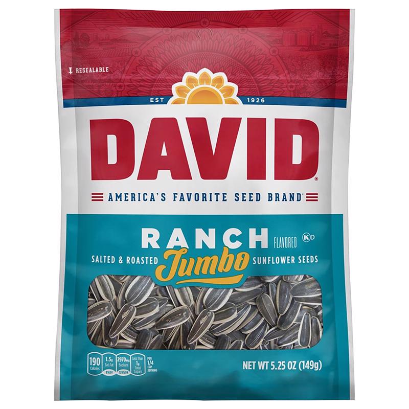 DAVID'S - David's Jumbo Ranch Sunflower Seeds 5.25 oz Bagged - Case of 12