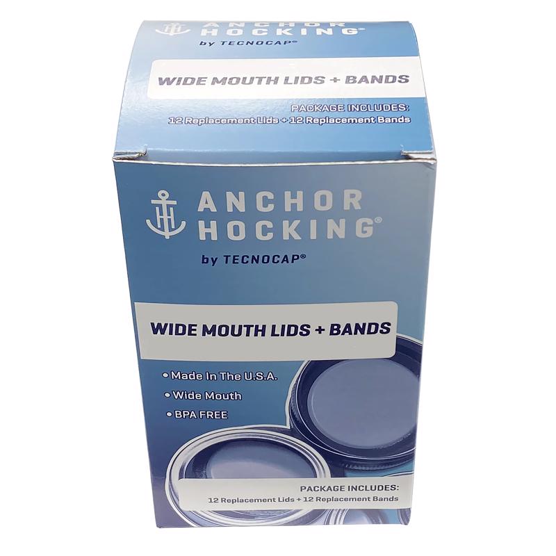 TECNOCAP - Tecnocap Anchor Hocking Wide Mouth Canning Lids and Bands 12 pk - Case of 12
