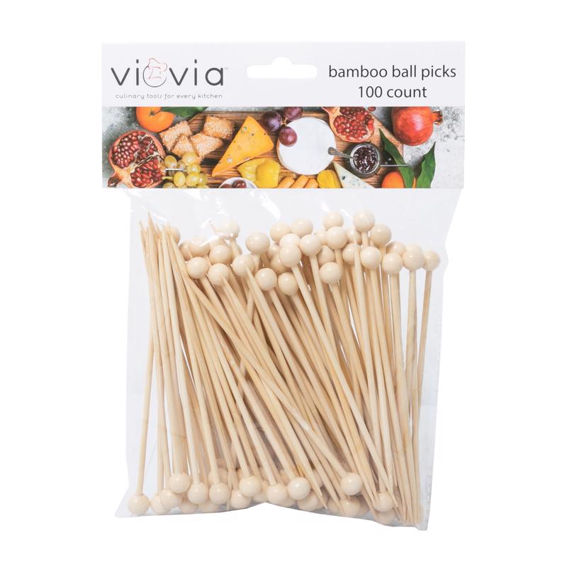 BLUEOCO - Blueoco Viovia Beige Bamboo Ball Appetizer Pick
