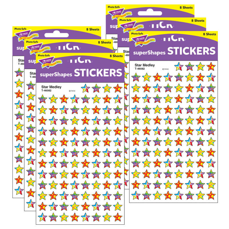 TREND - Star Medley superShapes Stickers, 800 Per Pack, 6 Packs