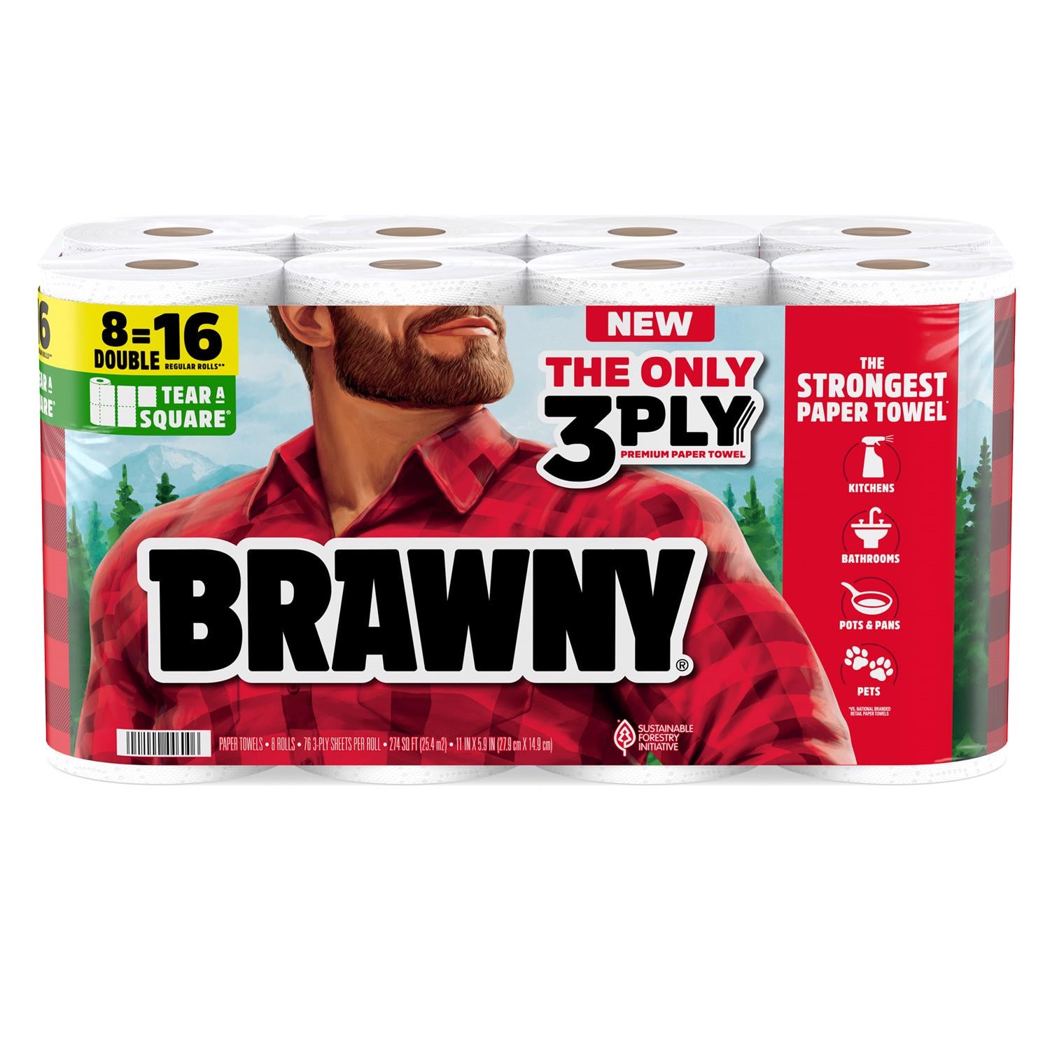 Brawny Paper Towels 76 sheet 3 ply 8 pk
