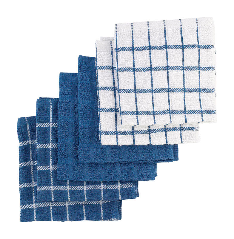 RITZ - Ritz Federal Blue Cotton Check/Solid Dish Cloth 6 pk - Case of 2