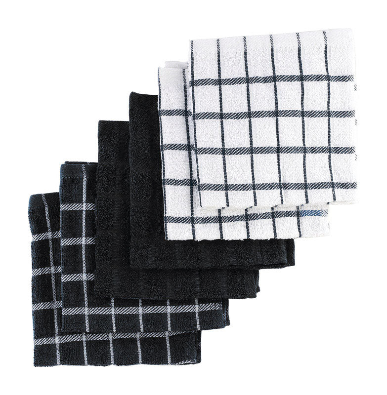 RITZ - Ritz Black Cotton Check/Solid Dish Cloth 6 pk - Case of 2