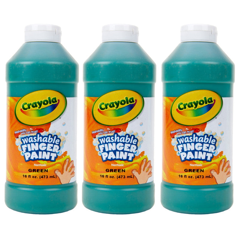 Washable Finger Paint, Green, 16 oz, Pack of 3