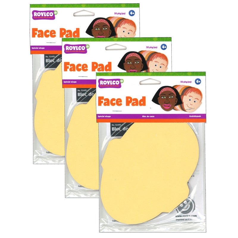 ROYLCO - Face Pad, 50 Sheets Per Pack, 3 Packs