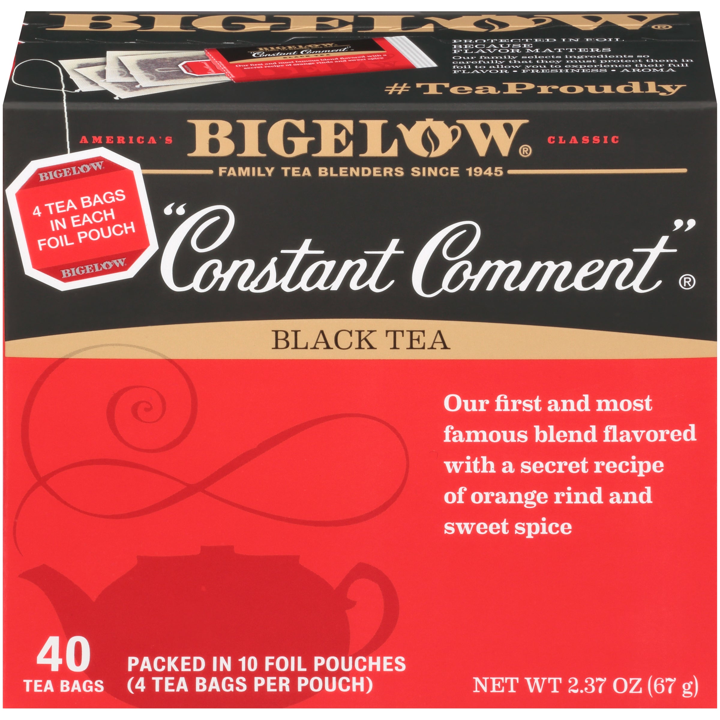 Bigelow® "Constant Comment"® Black Tea 40 ct Tea Bags 2.37 oz. Box - Case of 6