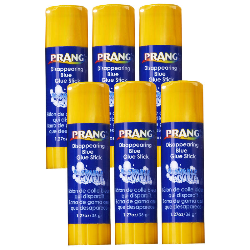 PRANG - Washable Glue Stick, Blue, 1.27 Oz, Pack of 6