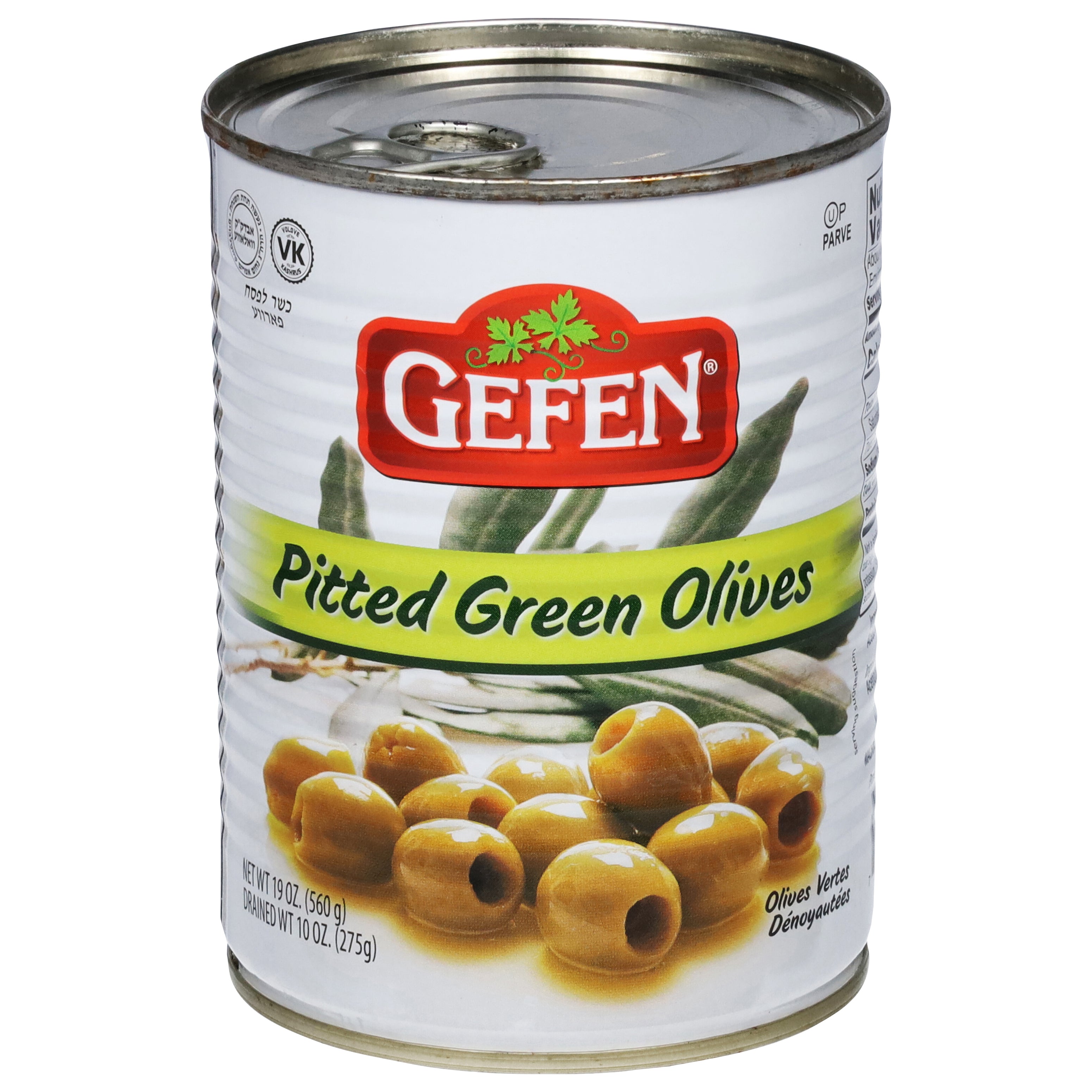 Gefen Pitted Green Olives 19 oz - Case of 12