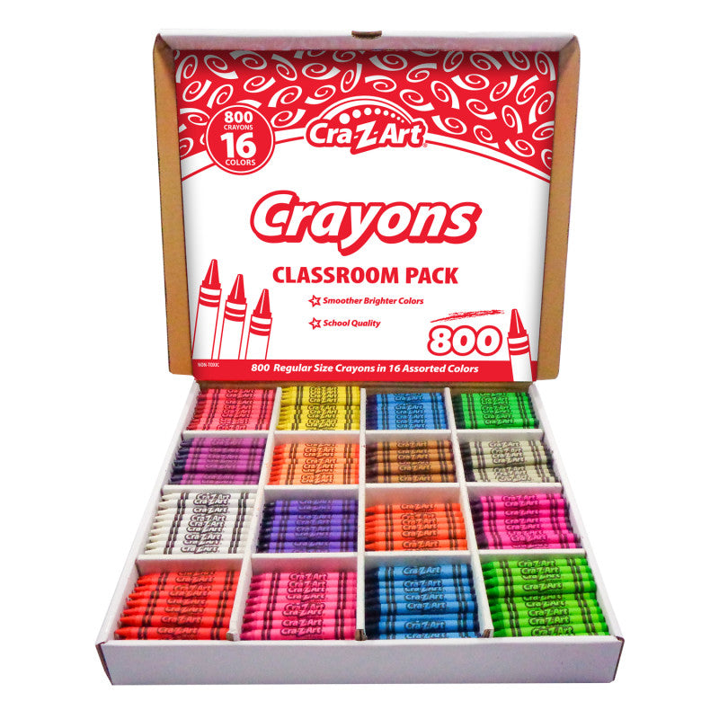 CRA-Z-ART - Crayon Classroom Pack, 16 Color, Box of 800