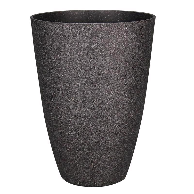 L&G - L&G 21.9 in. H X 16 in. D Polyresin Speckle Tall Planter Charcoal