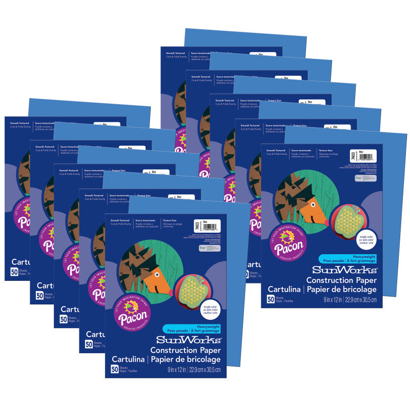 PRANG - Construction Paper, Blue, 9" x 12", 50 Sheets Per Pack, 10 Packs