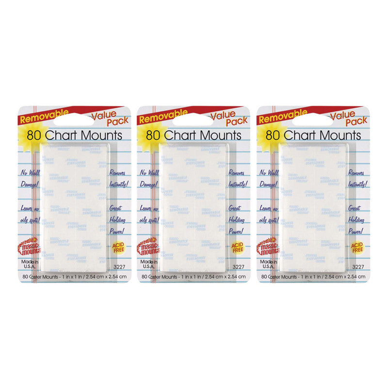 MAGIC-MOUNTS - Removable Chart Tabs, 1" x 1", 80 Per Pack, 3 Packs
