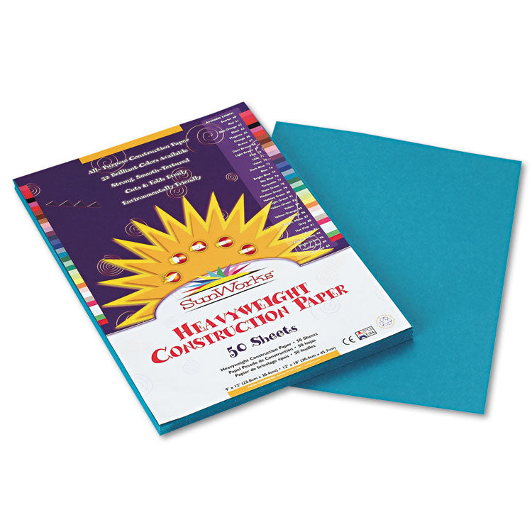 SunWorks - Construction Paper, 58 lb Text Weight, 9 x 12, Turquoise, 50/Pack