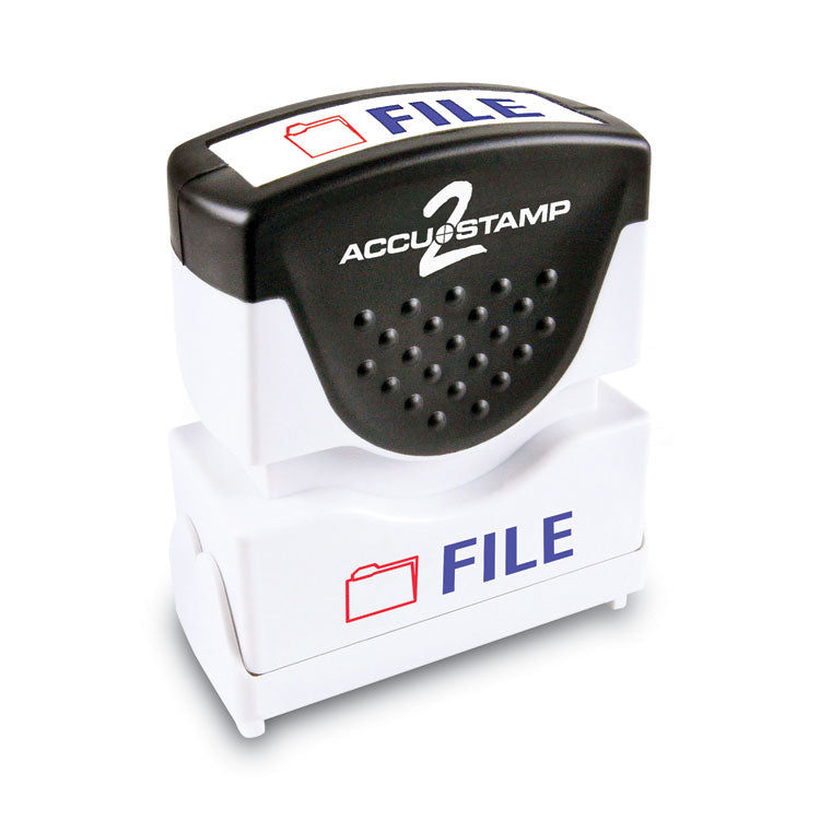 ACCUSTAMP2 - Pre-Inked Shutter Stamp, Red/Blue, FILE, 1.63 x 0.5