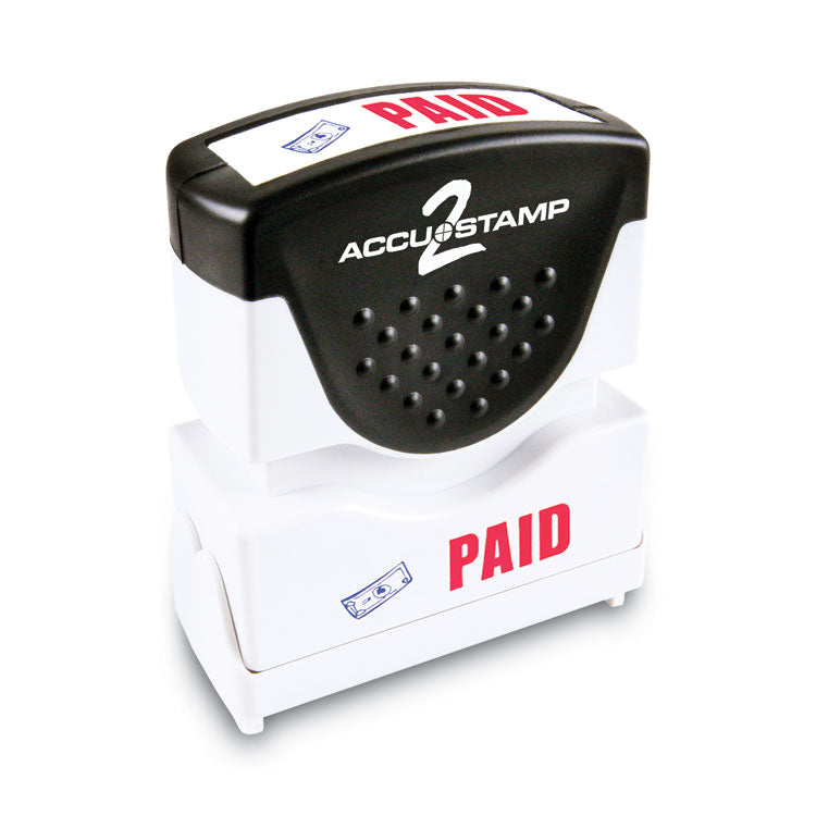 ACCUSTAMP2 - Pre-Inked Shutter Stamp with Microban, Red/Blue, PAID, 1.63 x 0.5