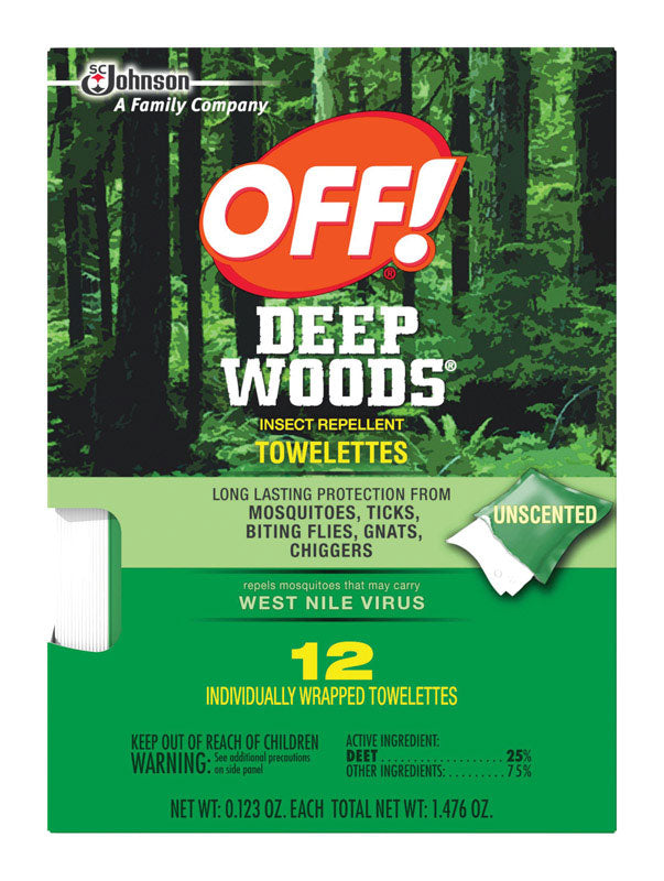 OFF! - OFF! Deep Woods Insect Repellent Towelettes For Mosquitoes 12 pk - Case of 12