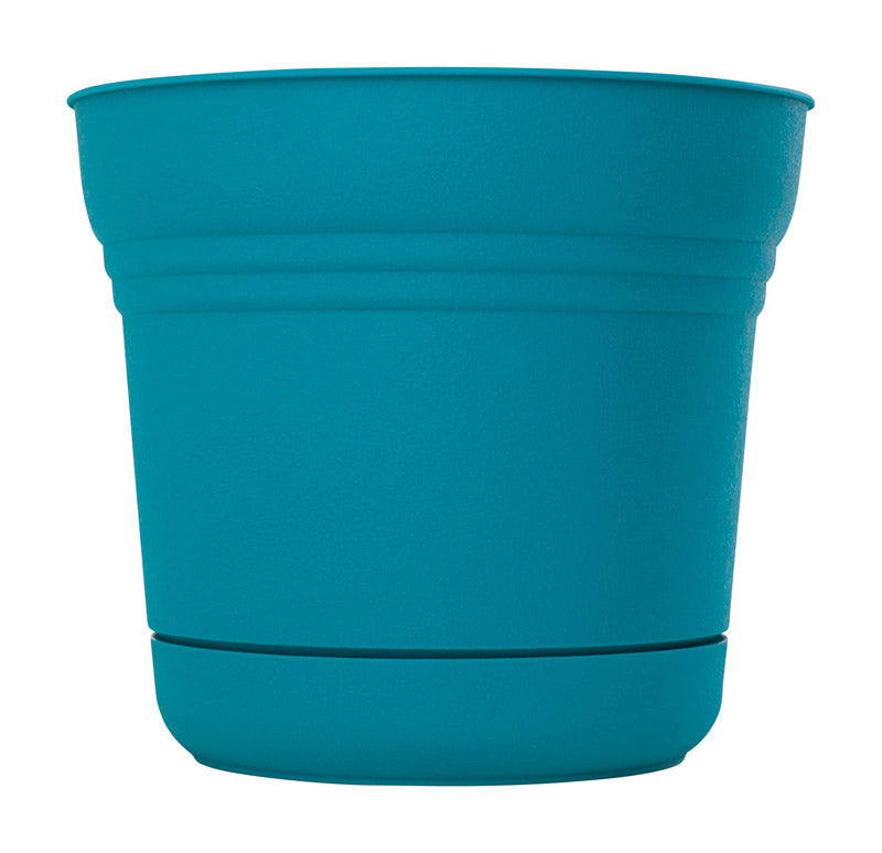 BLOEM - Bloem Saturn 4.5 in. H X 5 in. D Resin Planter Bermuda Teal