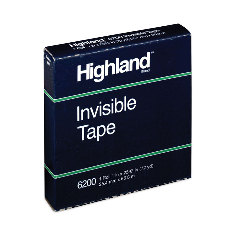 Highland - Invisible Permanent Mending Tape, 3" Core, 1" x 72 yds, Clear