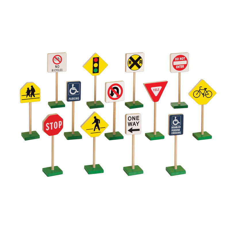 GUIDECRAFT - 7" Block Play Traffic Signs, 13 Pieces