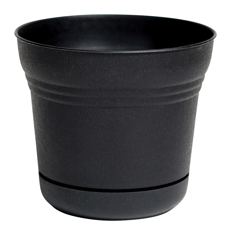 BLOEM - Bloem Saturn 4.5 in. H X 5 in. D Plastic Flower Pot Black