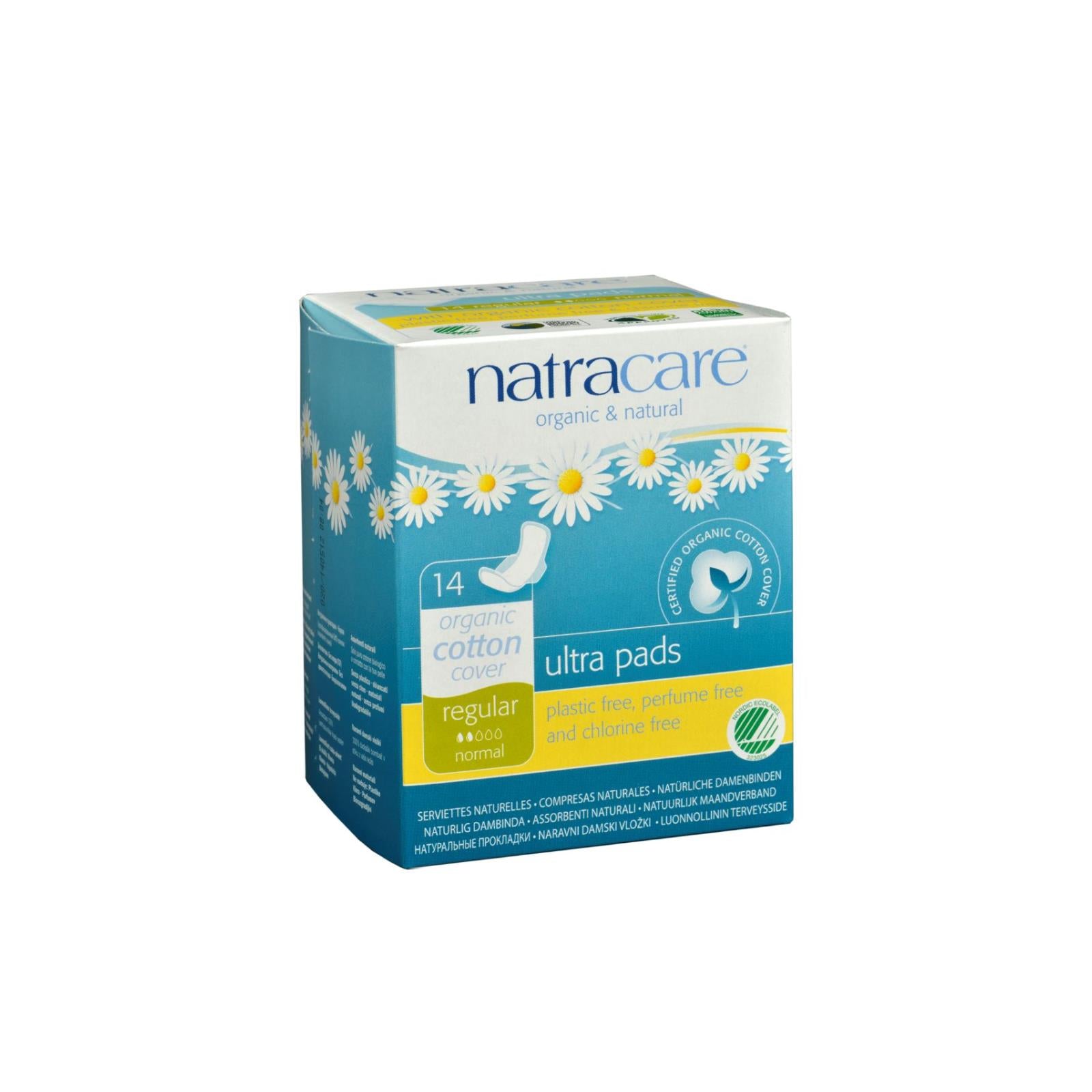 Natracare Natural Ultra Pads w/wings Regular w/organic cotton Cover - 14 Pack
