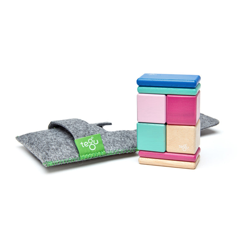 TEGU - Magnetic Wooden Blocks, 8-Piece Pocket Pouch, Blossom