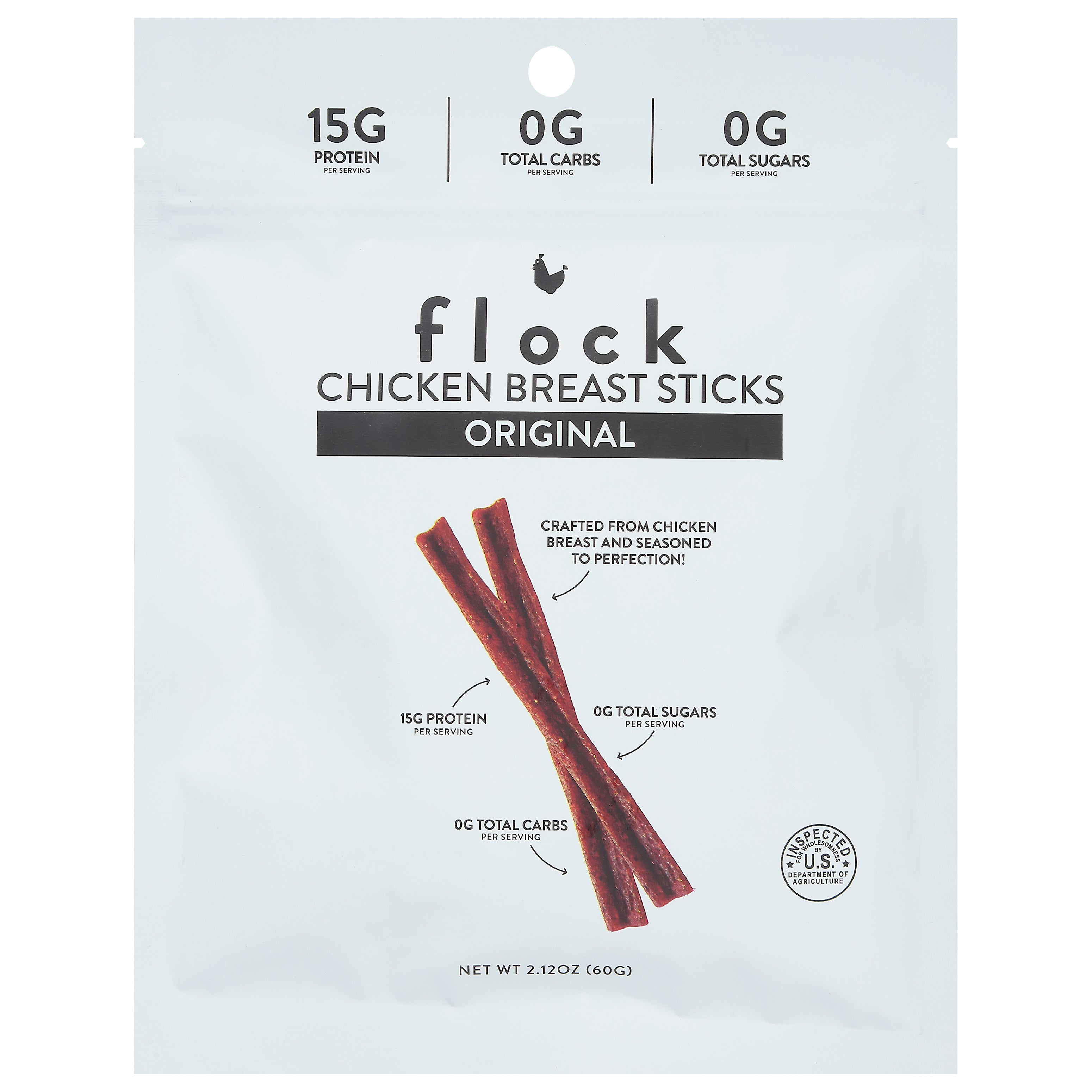 Flock Original Chicken Breast Sticks 2.12 oz - Case of 8