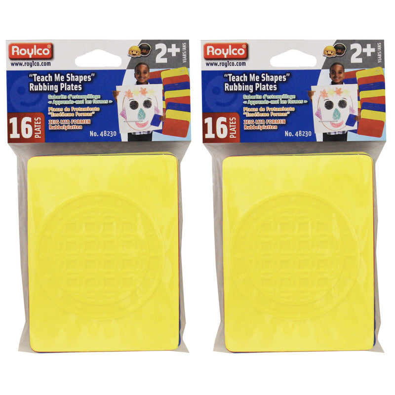 ROYLCO - Teach Me Shapes: Rubbing Plate Shapes, 16 Per Pack, 2 Packs