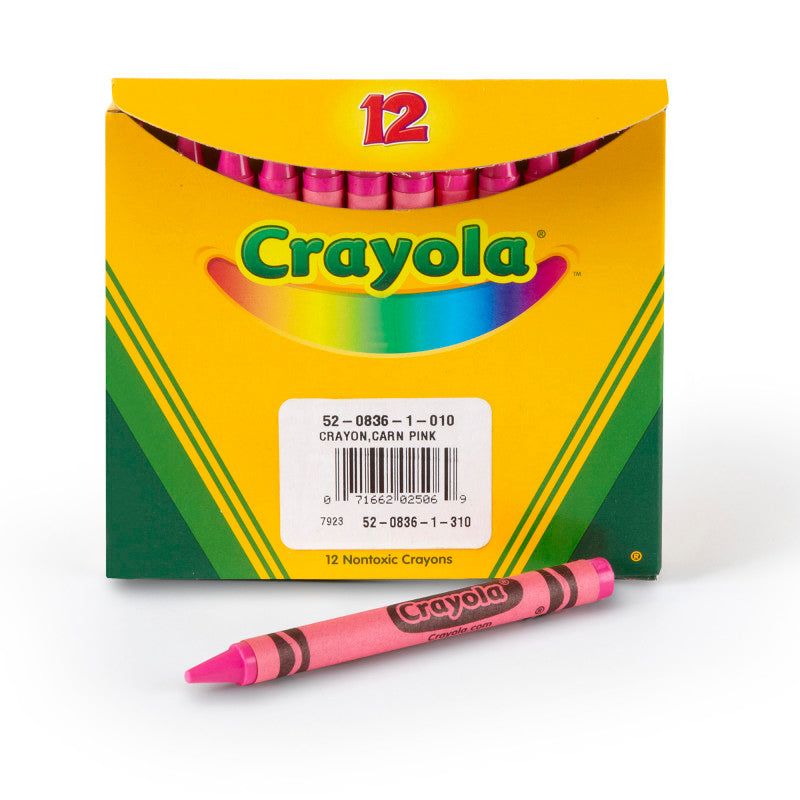 Single Color Bulk Crayons, Regular Size, Carnation Pink, 12 Count