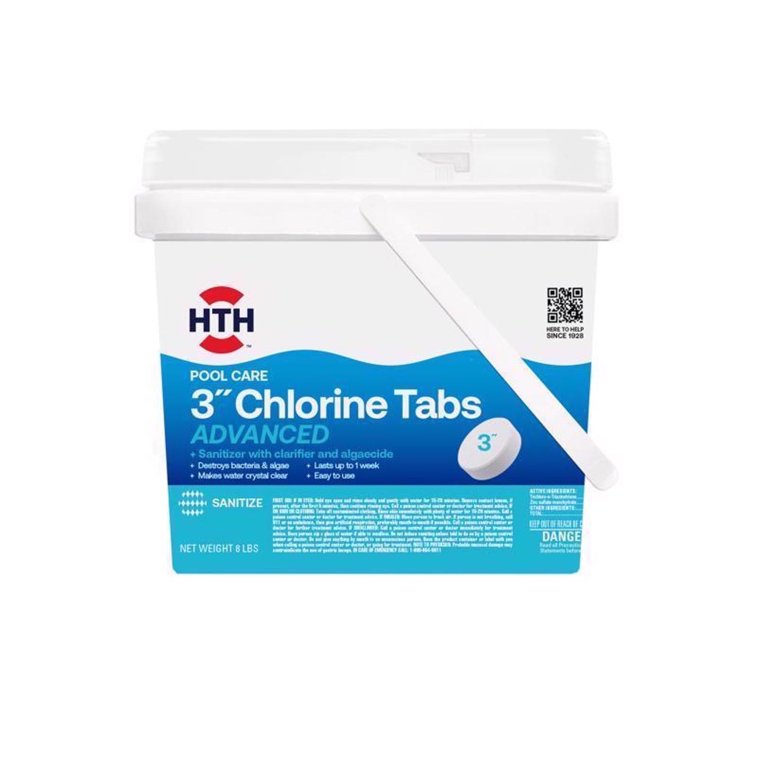 HTH Pool Care 3" Tablet Chlorinating Chemicals 8 lb - Case of 4