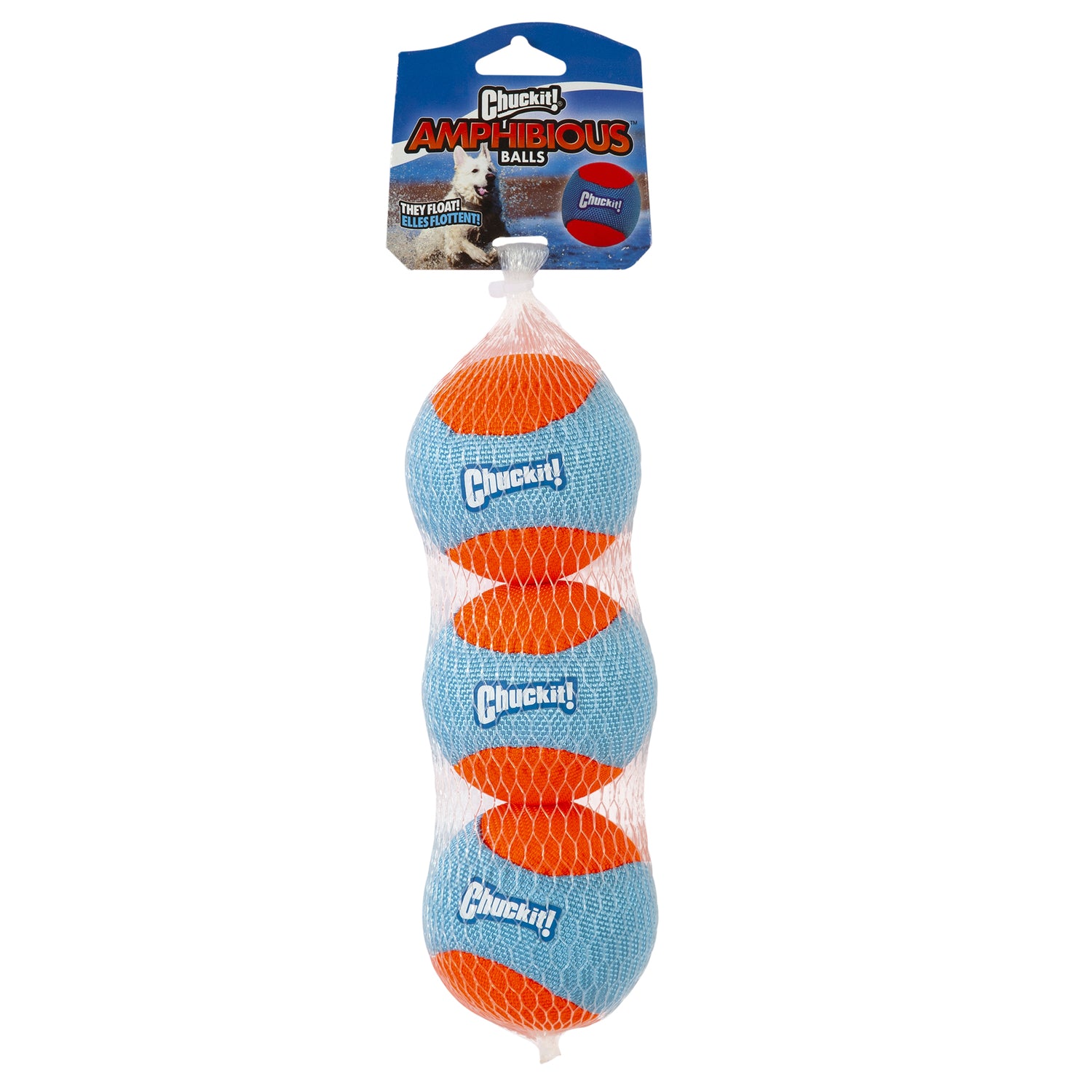 Chuckit! Blue/Orange Amphibious Fetch Ball Pet Toy Medium 3 pc - Case of 12