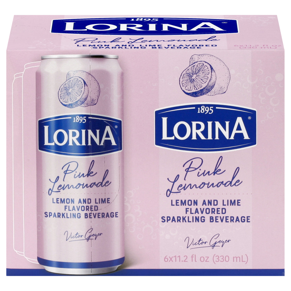 Lorina Sparkling Pink Lemonade Beverage 6 - 11.2 fl oz Cans - Case of 4