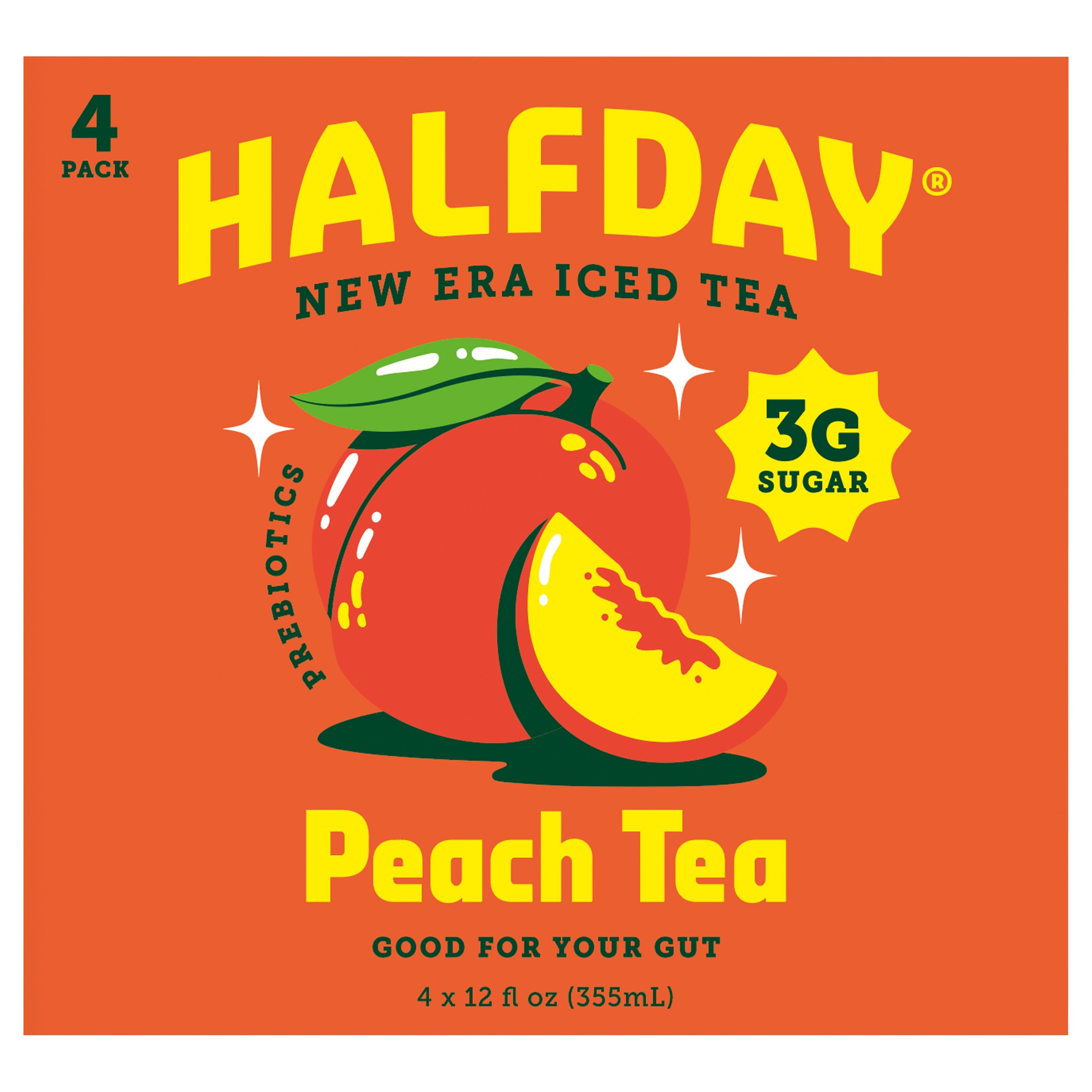 Halfday Peach Iced Tea, 12oz Cans, 4pk - Case of 6