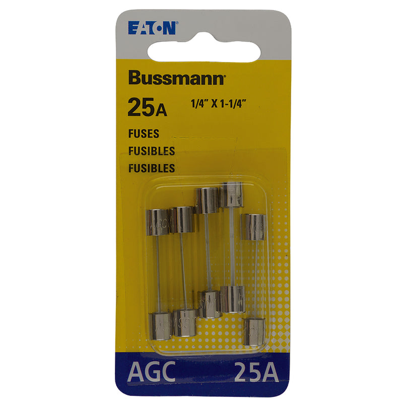 BUSS - Bussmann 25 amps AGC Clear Glass Tube Fuse 5 pk - Case of 5