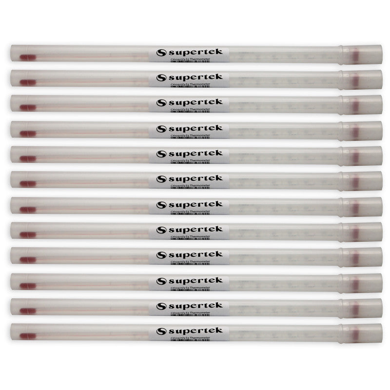 SUPERTEK - Lab Thermometer, Red Liquid, -20-110C/0-230F, Partial, Pack of 12