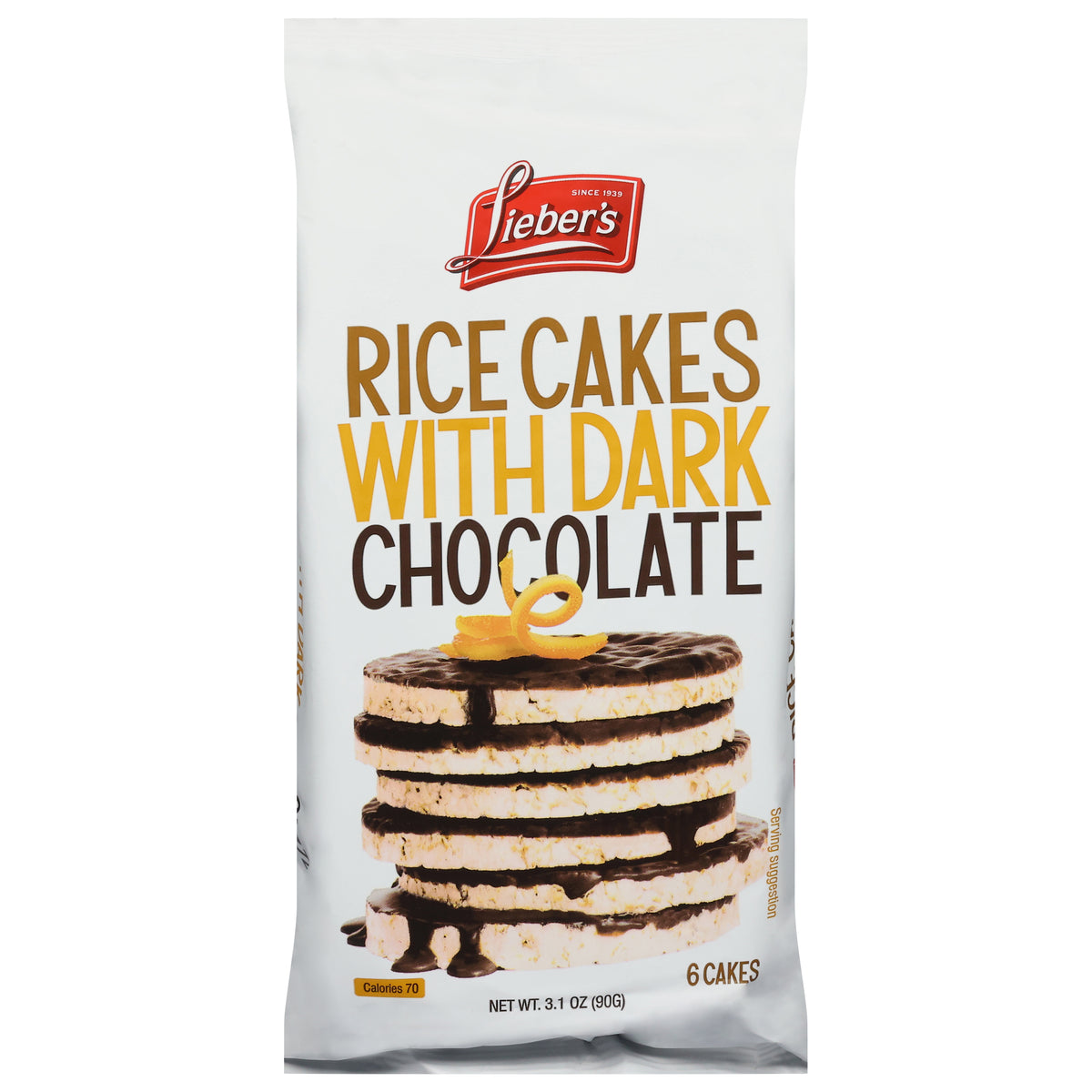 Lieber's with Dark Chocolate Rice Cakes 6 ea - Case of 8