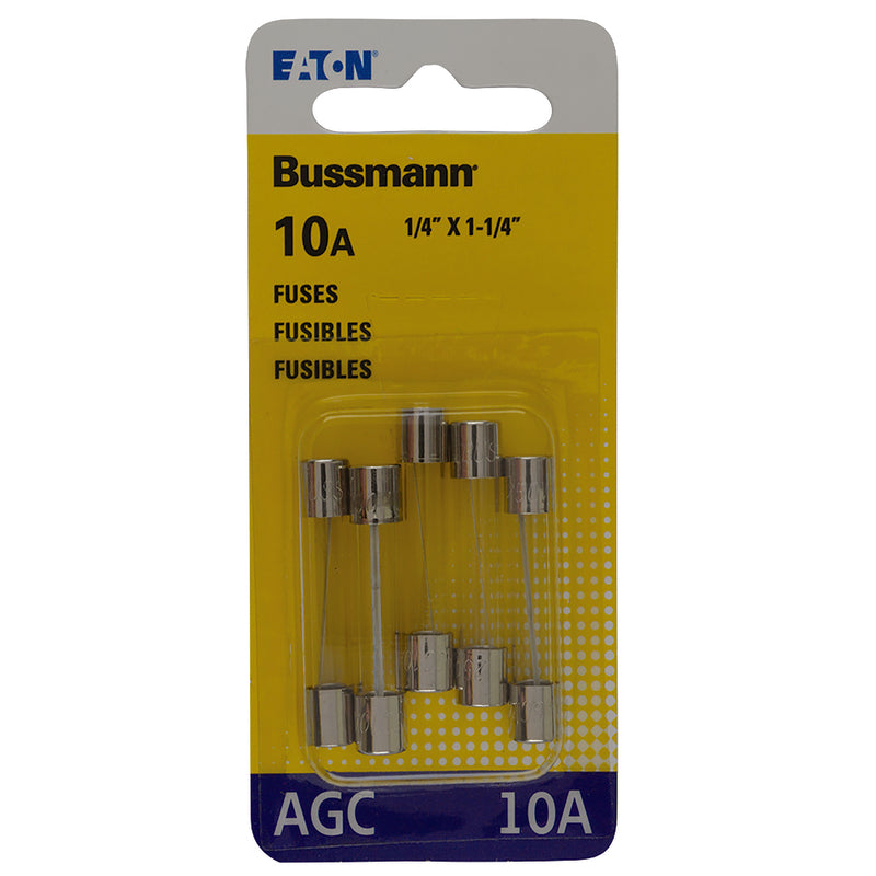 BUSS - Bussmann 10 amps AGC Clear Glass Tube Fuse 5 pk - Case of 5