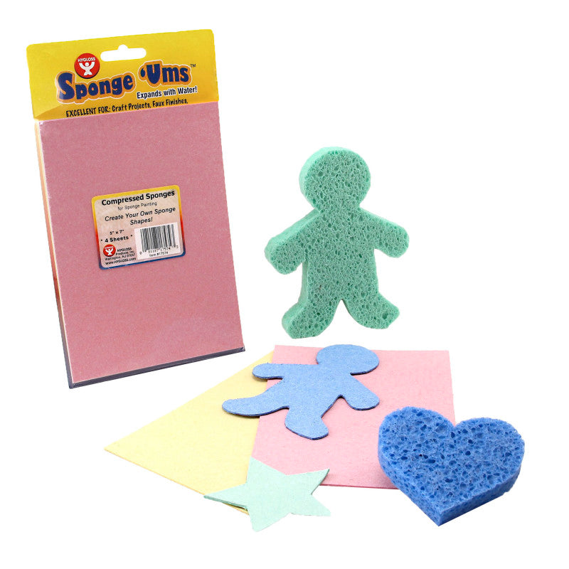 HYGLOSS - Compressed Sponge Sheets, 5" x 7", 4 Sheets