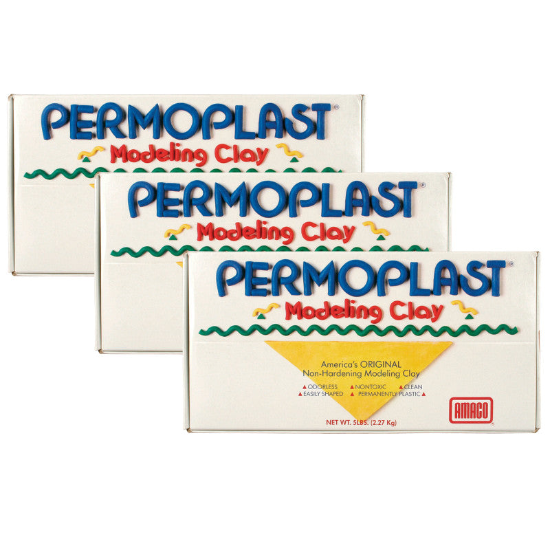 AMACO - Permoplast Modeling Clay, Green, 1 lb. Per Box, 3 Boxes