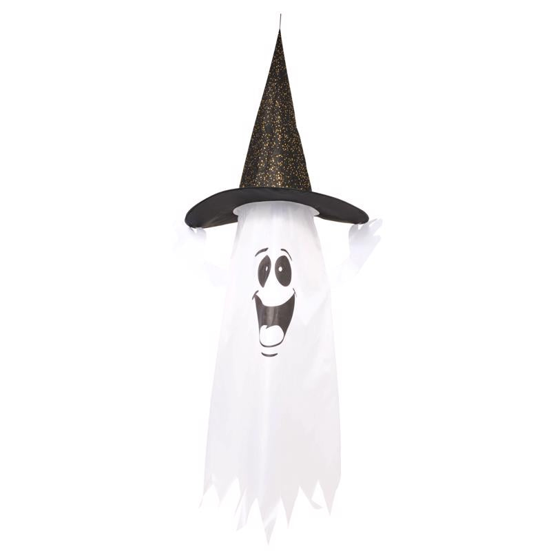 FUN WORLD - Fun World 5 ft. Prelit Ghost w/Witch Hat Halloween Decor