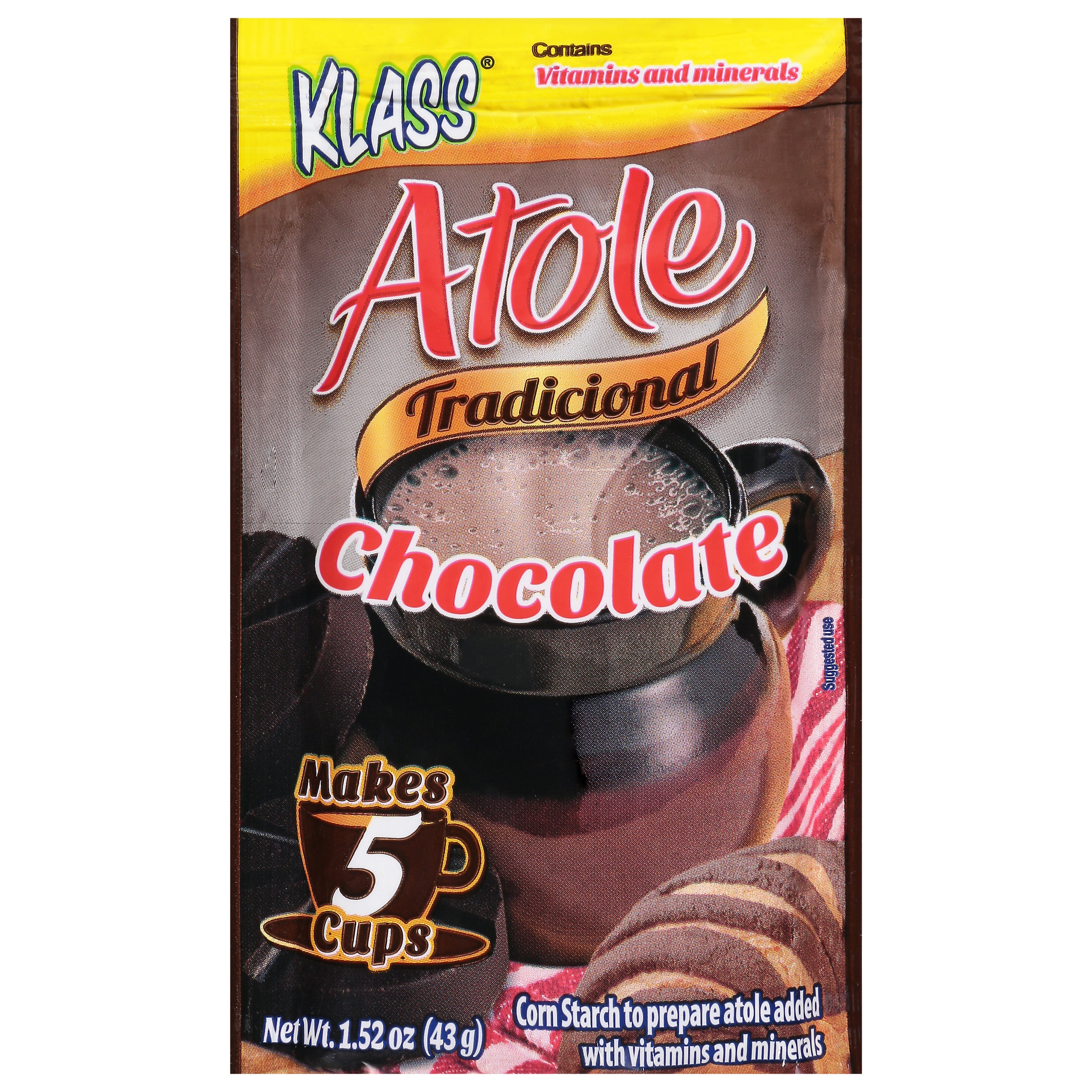 Klass Atole Tradicional Chocolate Drink Mix 1.52 oz - Case of 48