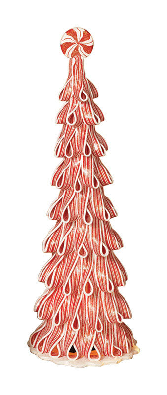 GERSON - Gerson Incandescent Red/White Peppermint Ribbon with Light Christmas Tree 18 in.