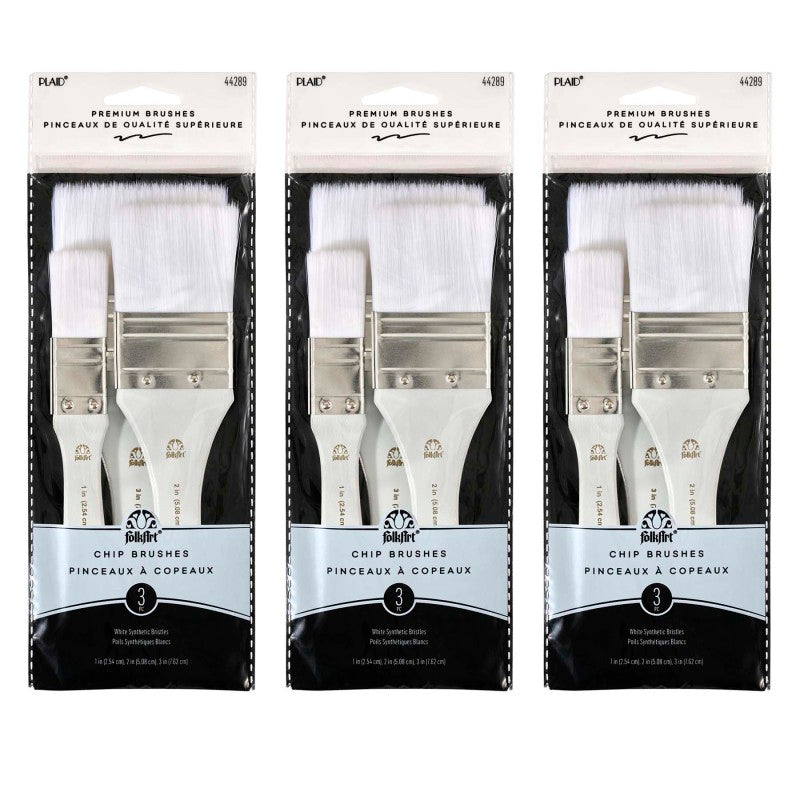 White Nylon Chip Set, 3 Per Set, 3 Sets