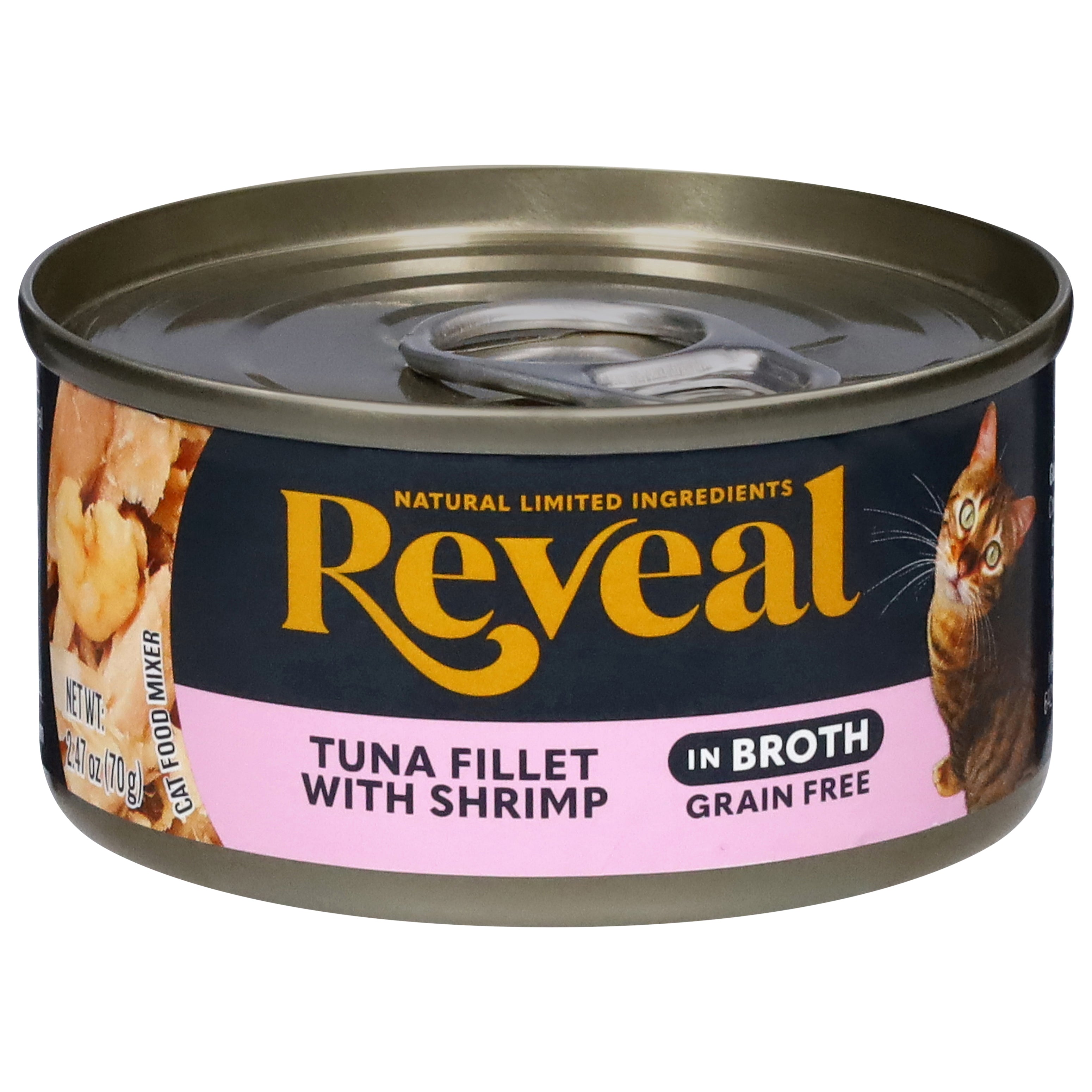 Reveal Grain Free in Broth Tuna Fillet with Shrimp Cat Food Mixer 2.47 oz - Case of 24