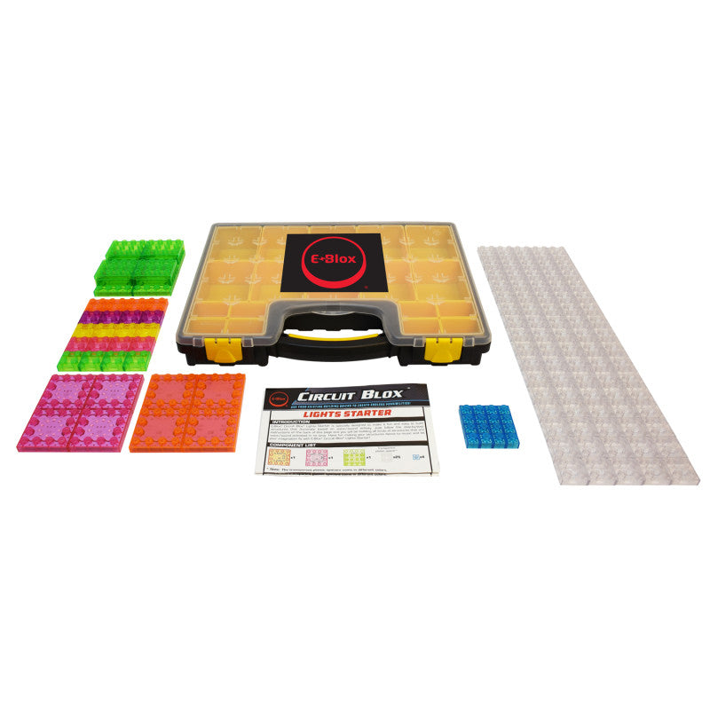 E-BLOX - Circuit Blox Lights Starter, Circuit Board Building Blocks Classroom Set, 128 Pieces